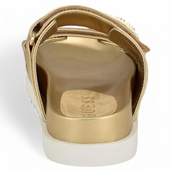 Guess Women's Fabula Lug-Sole Logo Footbed Sandals - Gold - Picture 3 of 5